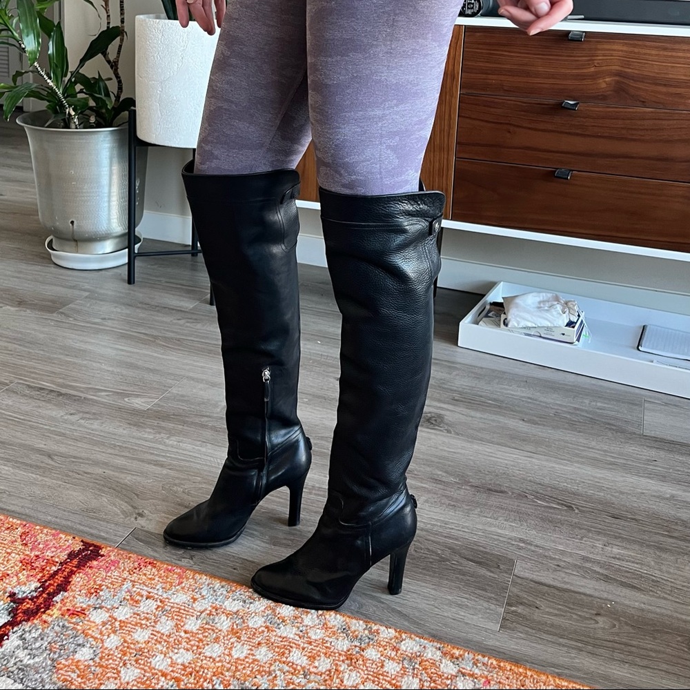 Ralph Lauren collection over the knee black leather boots, size 7.5